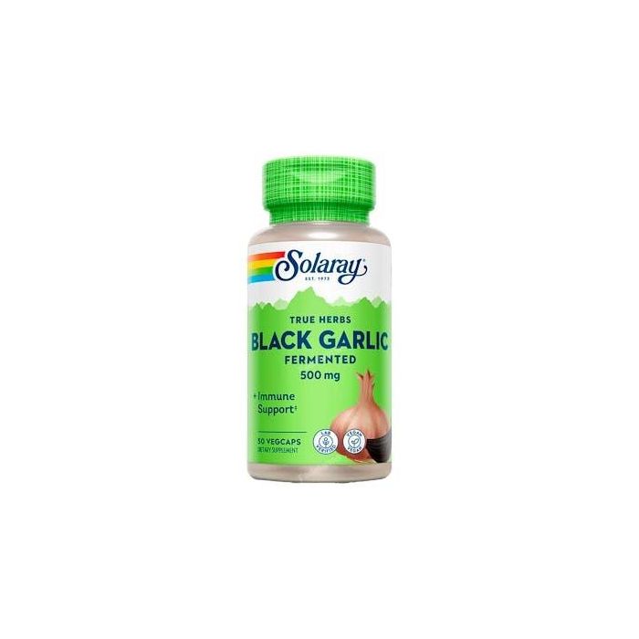 SOLARAY Ajo Negro Fermentado Black Garlic Bulb 500mg, 50 Cápsulas. Apoyo inmune y cardiovascular.