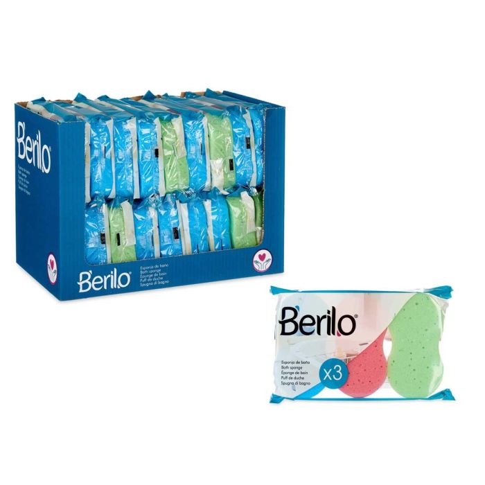 Set 3 Esponjas Baño Surtidos Colores Berilo 25X4CM (18 Unidades) 2 Set 3 Esponjas Baño Surtidos Colores Berilo 25X4CM (18 Unidades) 2