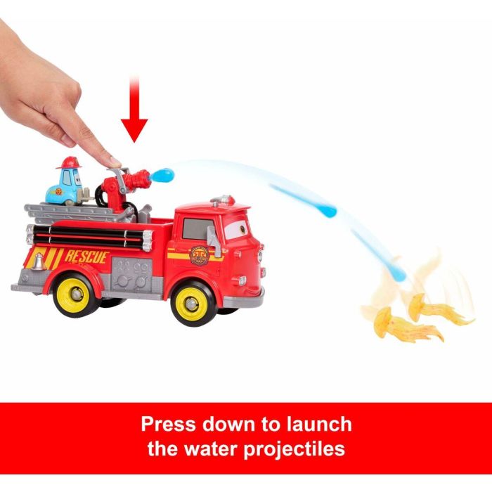 Mattel Jfl54 Cars Disney Pixar, Camión de Bomberos Rojo con Guido - Vehículo de juguete de rescate a toda máquina en Radiador Springs 9