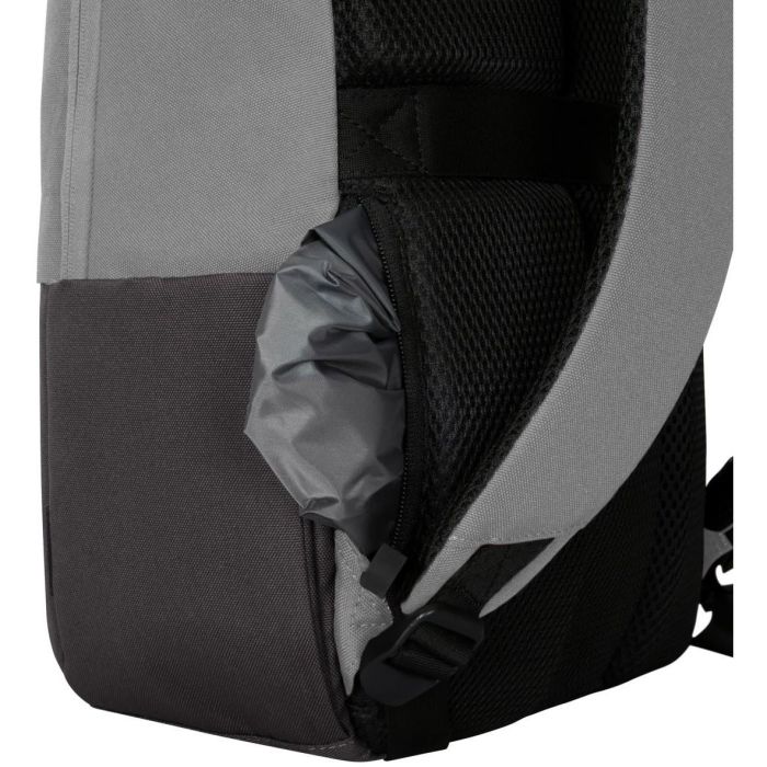 Targus Mochila Sagano Unisex para Portátil 15.6" Negro Gris, Material RPET Reciclado, con Múltiples Bolsillos y Protector de Lluvia 15