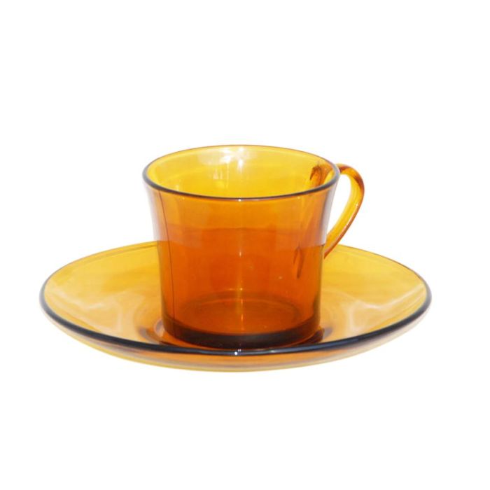 Duralex Set de 6 Tazas con Plato 18 cl Ámbar "Lys" - Vajilla de Vidrio Resistente (8 Cajas) 4