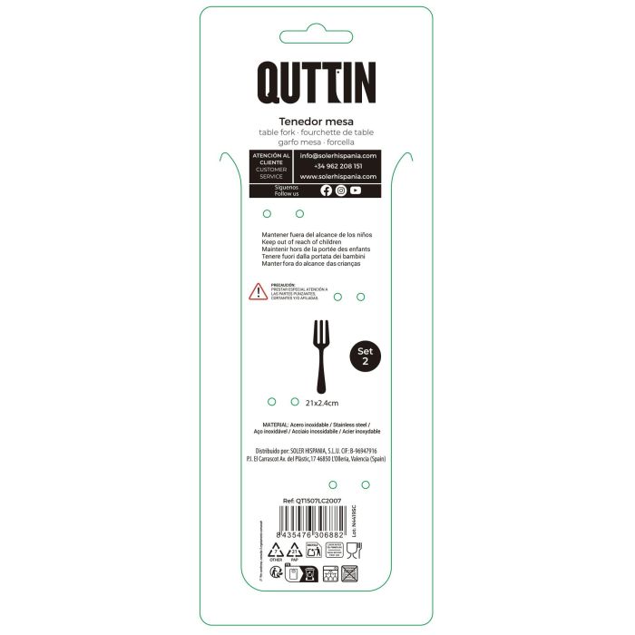 Inde Set de 2 Tenedores de Mesa Louvre, acabado champán mate, 21 cm (12 Cajas) 3 Inde Set de 2 Tenedores de Mesa Louvre, acabado champán mate, 21 cm (12 Cajas) 3
