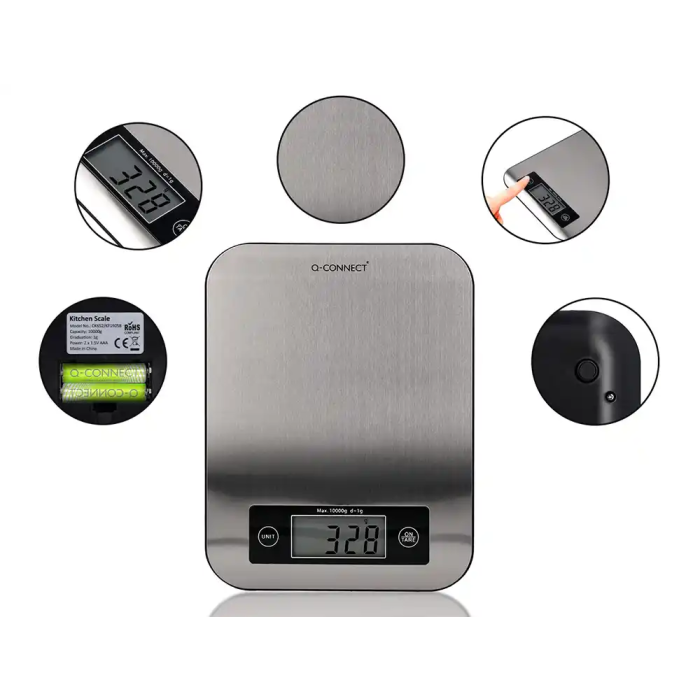 Q-connect KF19058 Báscula de Precisión Digital con Pantalla LCD, Capacidad 10 kg, Precisión 1 gr 4