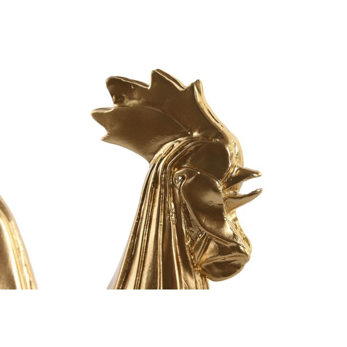 DKD Home Decor Figura Gallo Resina Blanco Dorado 9.5 x 20.7 x 16 cm (4 Unidades) 2