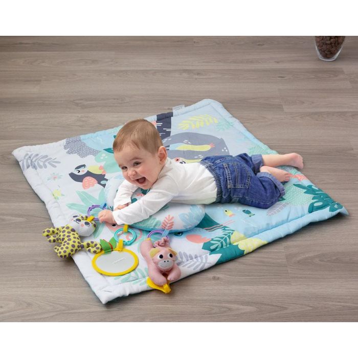 KioKids Teepee-Mantita de Actividades Perezoso 2 en 1, con 5 Juguetes (Peluches, Espejos, Mordedores) Multicolor para Bebés +0 Meses 1