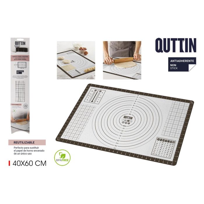 Tapete para amasar y hornear de silicona Quttin 60x40 cm (12 Unidades) Tapete para amasar y hornear de silicona Quttin 60x40 cm (12 Unidades)