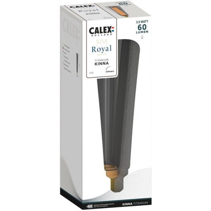 Bombilla LED E27 - CALEX - ROYAL KINNA - 3,5 W - 60 lm - 2000 K - Intensidad variable - Titanio 2 Bombilla LED E27 - CALEX - ROYAL KINNA - 3,5 W - 60 lm - 2000 K - Intensidad variable - Titanio 2