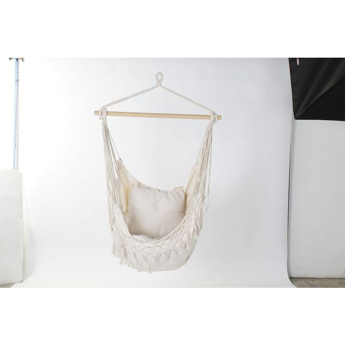 DKD Home Decor Silla Colgante Crudo para Terraza y Jardín, Algodón y Pino, 90x90x135 cm, con Cojín, soporta 100 kg 6 DKD Home Decor Silla Colgante Crudo para Terraza y Jardín, Algodón y Pino, 90x90x135 cm, con Cojín, soporta 100 kg 6