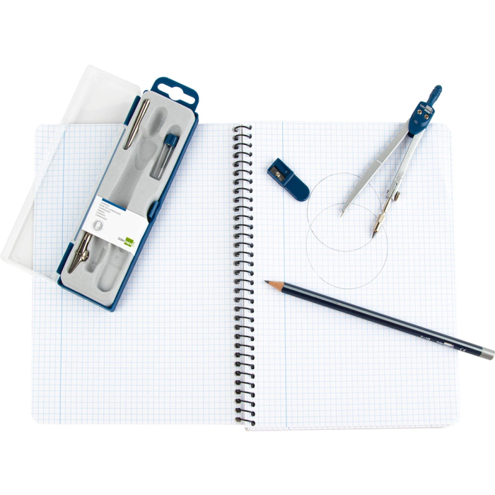 Liderpapel Compás Escolar Articulado con Minas de 2 mm, Sacapuntas y Tiralíneas, Longitud 12,5 cm 5 Liderpapel Compás Escolar Articulado con Minas de 2 mm, Sacapuntas y Tiralíneas, Longitud 12,5 cm 5