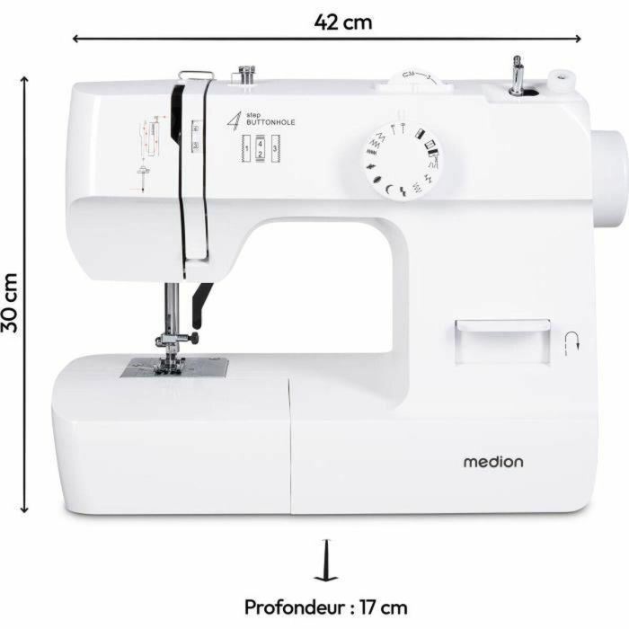 Medion MED4061275230727 Máquina de coser SM 70, 71W, 12 puntadas, 700 rpm, LED, Blanca 1 Medion MED4061275230727 Máquina de coser SM 70, 71W, 12 puntadas, 700 rpm, LED, Blanca 1