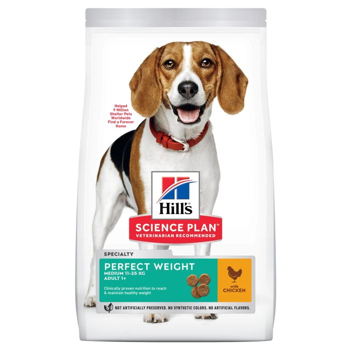 Hill's Science Plan Pienso Perro Adulto Perfect Weight Raza Mediana Pollo 2kg - Control de Peso Saludable