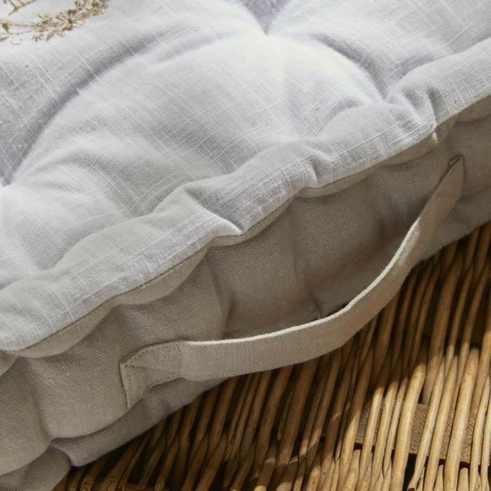 Today TOD1700239448367 Cojín de suelo CHARME Slub Chambray Bordado Berenice 40x40x10 cm 2