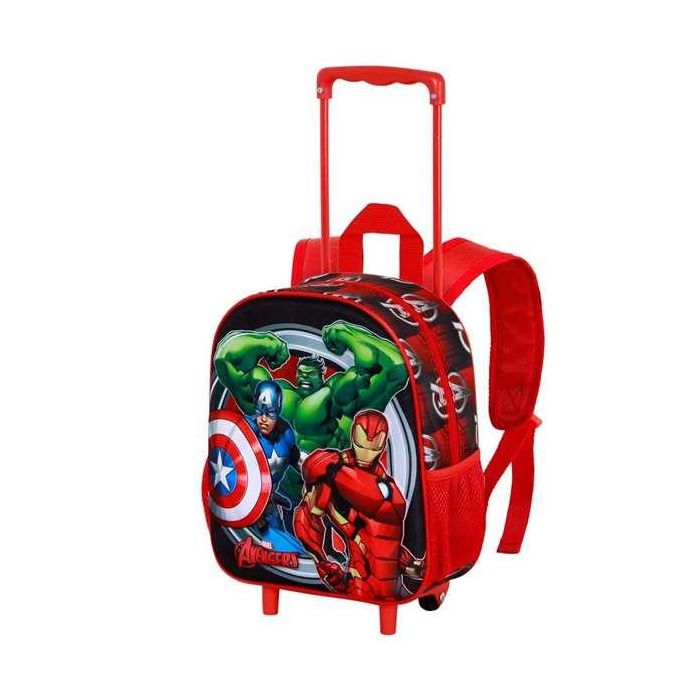 Marvel Los Vengadores Mochila 3D con Ruedas Pequeña Infantil Los Vengadores Rojo 7L 30x25x10cm 1