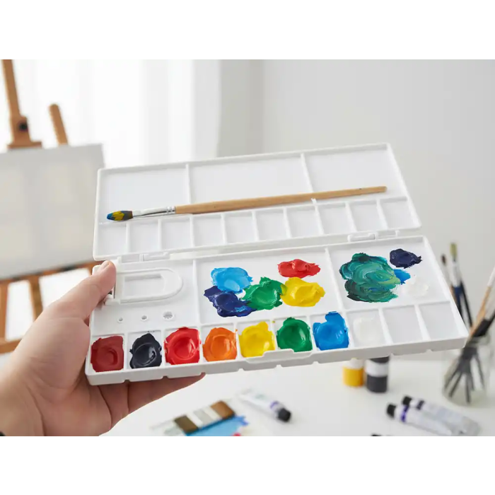 Liderpapel Paleta de Plástico para Pintura Plegable con Tapa y Agujero para Pulgar 20x10x1,8 cm 5