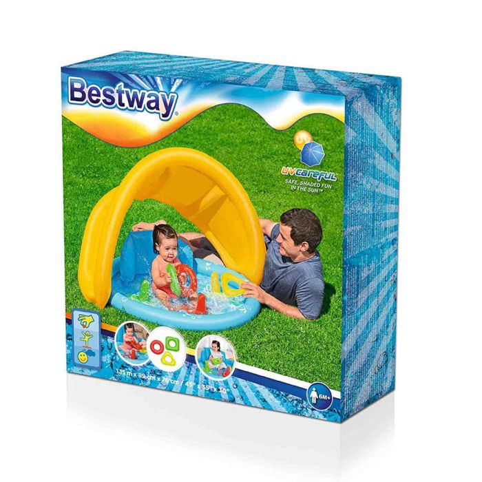 Bestway Piscina Hinchable Infantil Aprendizaje con Techo Desmontable 115x89x76 cm +6 Meses Jardin 52568 2