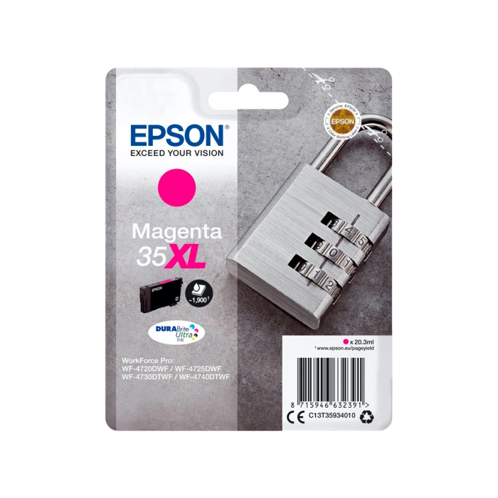 Epson 35XL T3593 Tinta Magenta Alta Capacidad Original para WF-4720DWF / 4725DWF / 4730DTWF / 4740DTWF 1900 Páginas