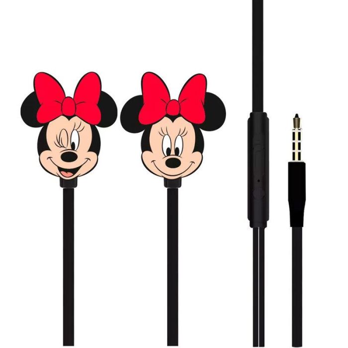 ERT GROUP Auriculares Minnie Disney con Control Remoto Multifuncional, Jack 3.5mm, Cable 120cm, Certificados ROHS y CE