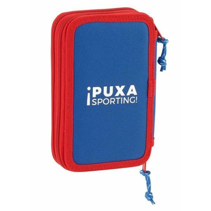 Plumier Doble Real Sporting de Gijón Blanco Rojo 12.5 x 19.5 x 4 cm (28 piezas) 2