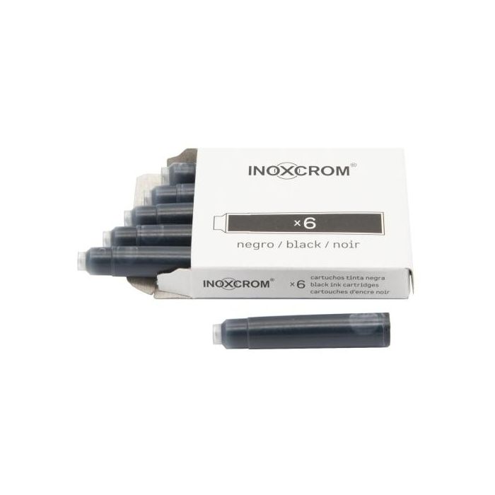 Inoxcrom Cartucho de Tinta Estilográfica Negro - Caja de 6 Unidades
