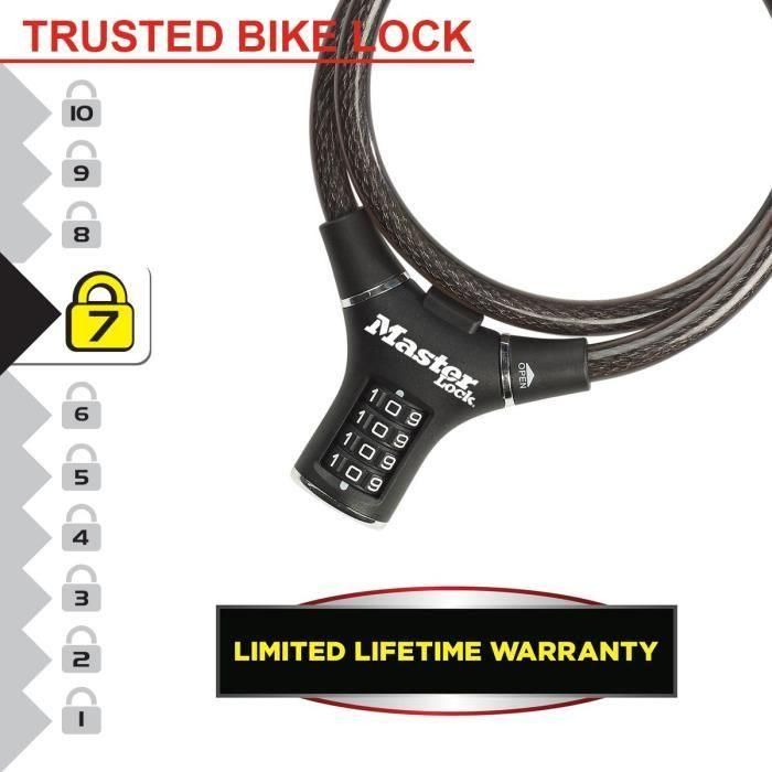 Candado para Bicicleta - MASTER LOCK - 8229EURDPRO - Cable de 90 cm - Negro - Acero trenzado 1 Candado para Bicicleta - MASTER LOCK - 8229EURDPRO - Cable de 90 cm - Negro - Acero trenzado 1