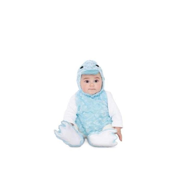 Disfraz bebé patito peluche azul (vestido, gorro, cola y patucos) talla 12-24 meses 1