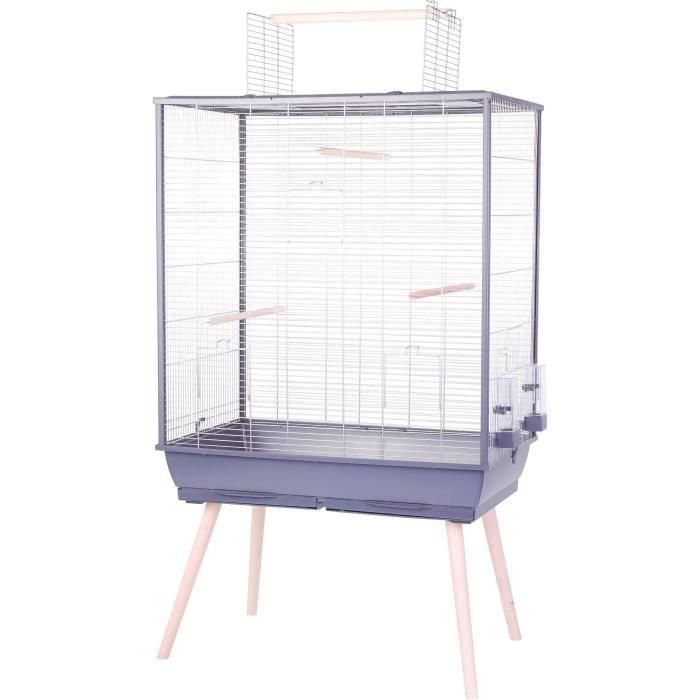 ZOLUX ZOL3336021041539 Jaula de alambre elevada para periquitos, cacatúas y canarios - 81 x 48 x 152 cm - Gris