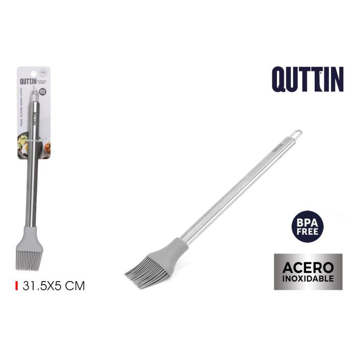 Quttin Pincel de Silicona con Mango de Acero. Dimensiones del Pincel: 31,5 cm de Largo, 5 cm de Ancho y 2 cm de Alto. (24 Unidades)