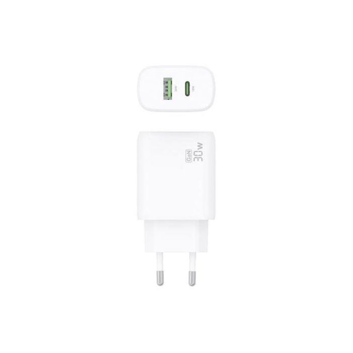 AISENS - CARGADOR GaN 30W, 1xUSB-C PD3.0 QC4.0, 1xUSB-A QC3.0, BLANCO 3