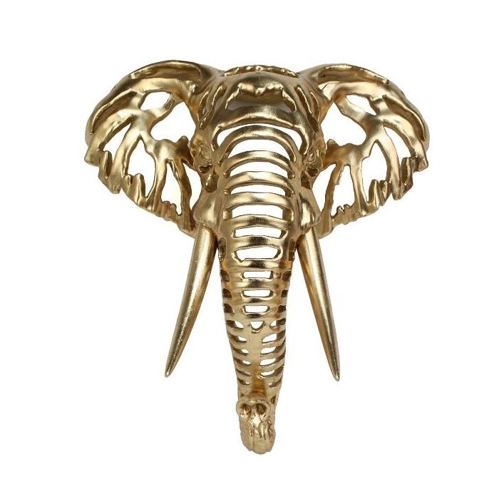 DKD Home Decor Decoración de Pared Elefante Dorado Resina 27.5 x 50.5 x 47 cm Moderno