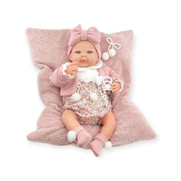 Reborn chaqueta rosa palo y pololo flores mecanismo besistos y almohada rosa maquillaje: 18501-24 50 cm Reborn chaqueta rosa palo y pololo flores mecanismo besistos y almohada rosa maquillaje: 18501-24 50 cm