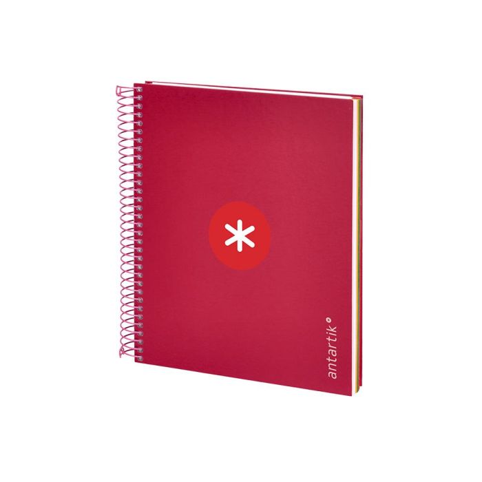 Cuaderno Espiral A5 Micro Antartik Tapa Forrada120H 90 gr Cuadro 5 mm 5 Bandas6 Taladros Color Frambuesa 3