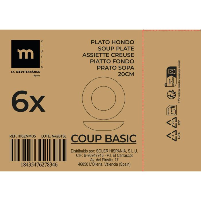Plato Hondo 20 cm Opal Coup Basic Inde (36 Unidades) 1 Plato Hondo 20 cm Opal Coup Basic Inde (36 Unidades) 1