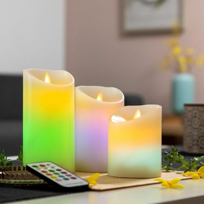 Velas LED Multicolor Efecto Llama con Mando Lendles InnovaGoods 3 Unidades 10