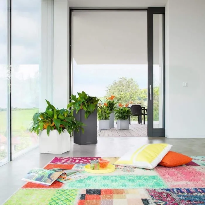 Lechuza LEC4008789137531 Macetero Canto Premium Cube 40 - Juego Completo, Antracita Metalizado 2