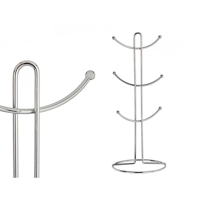 Soporte Metal 6 Tazas Cromado Kinvara 16X39CM (6 Unidades) Soporte Metal 6 Tazas Cromado Kinvara 16X39CM (6 Unidades)
