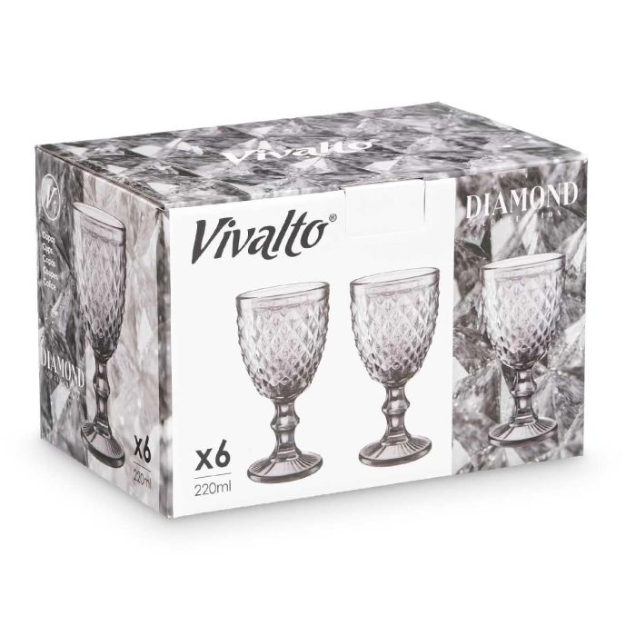 Copa Diamante Gris 220 ml - Vidrio - Vivalto - 8x15x8 cm (24 Unidades) 2 Copa Diamante Gris 220 ml - Vidrio - Vivalto - 8x15x8 cm (24 Unidades) 2