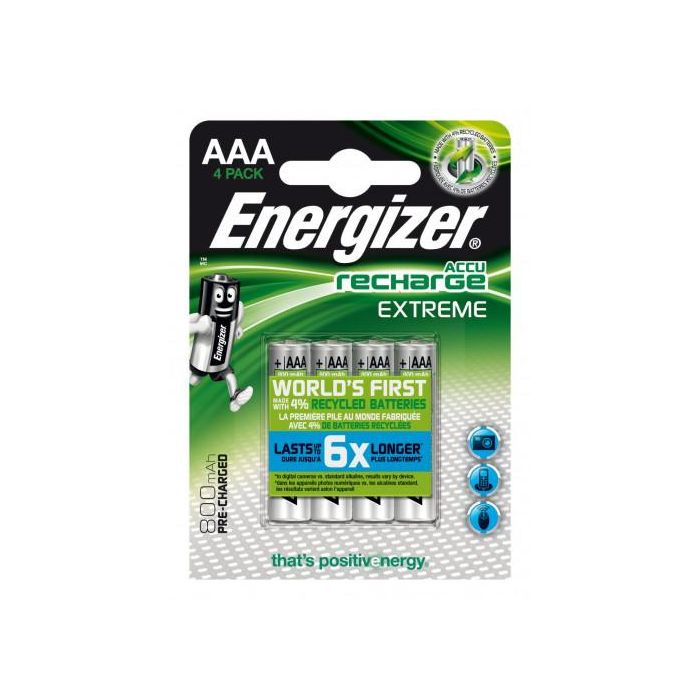 Blister 4 Pilas Recargables Extreme Potencia 800 Mah Tipo Hr03 Energizer E300624400