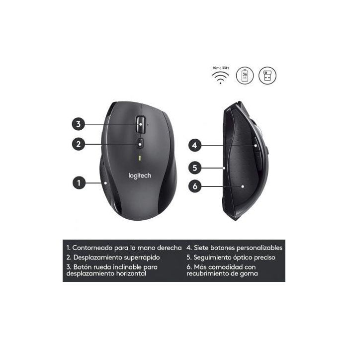 Logitech Marathon M705 Wireless Mouse, RF Wireless, Alkaline, Charcoal 4 Logitech Marathon M705 Wireless Mouse, RF Wireless, Alkaline, Charcoal 4