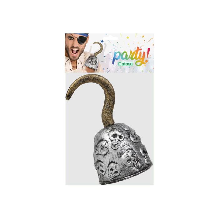 Garfio Pirata Plateado 21 cm para Mano - Accesorio para Disfraz de Pirata 1