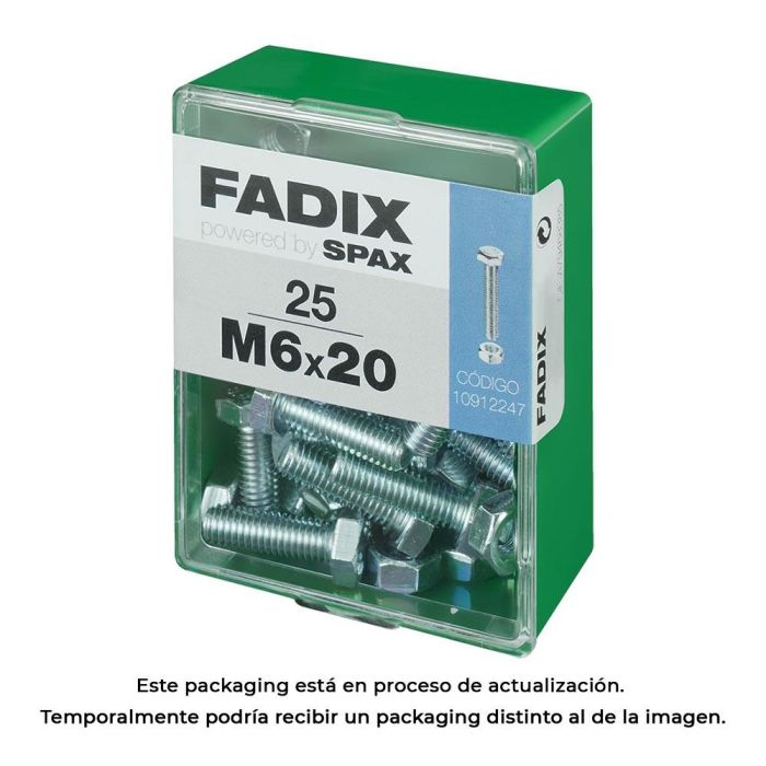 Fadix 10912247 Caja 25 Unid. Tornillo Métrica Cab Hexagonal + Tuerca Cinc M 6x20mm Acero 0 Fadix 10912247 Caja 25 Unid. Tornillo Métrica Cab Hexagonal + Tuerca Cinc M 6x20mm Acero 0
