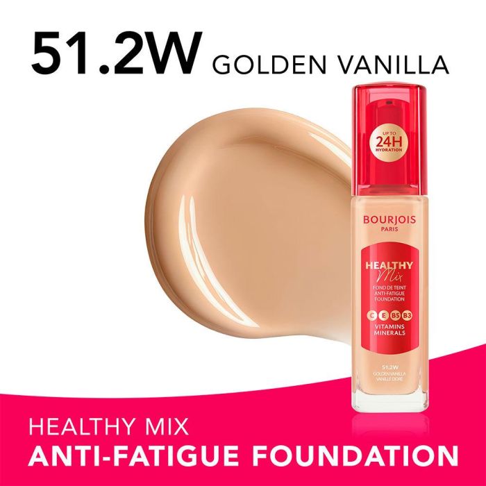 Bourjois Healthy Mix Base de Maquillaje #51.2W-Golden Vanilla | Vegana, 85% Natural, 30 ml | Acabado Radiante 2