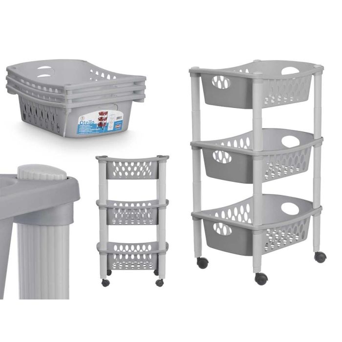Carro Plastico 3 Pisos Gris Stefanplast 29X17CM (6 Unidades) Carro Plastico 3 Pisos Gris Stefanplast 29X17CM (6 Unidades)