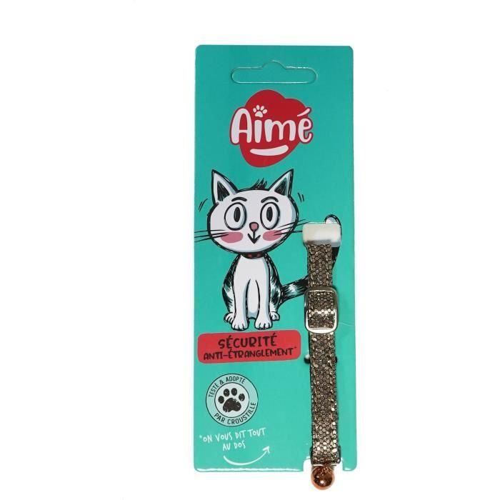 Aime AIM3281019020631 - Collar Brillante de Nylon Rojo para Gato con Cascabel Plateado