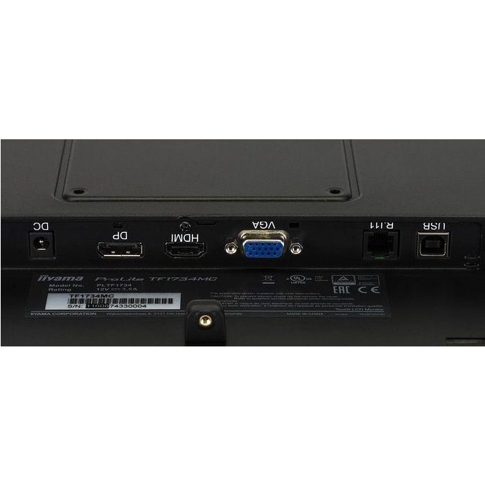 iiyama 17", 1280 x 1024, TN LED, 1000:1, Touch, projective capacitive, VGA, HDMI, DisplayPort, USB, IP65, 369 x 307 x 47.5mm, 3.6kg 7 iiyama 17", 1280 x 1024, TN LED, 1000:1, Touch, projective capacitive, VGA, HDMI, DisplayPort, USB, IP65, 369 x 307 x 47.5mm, 3.6kg 7
