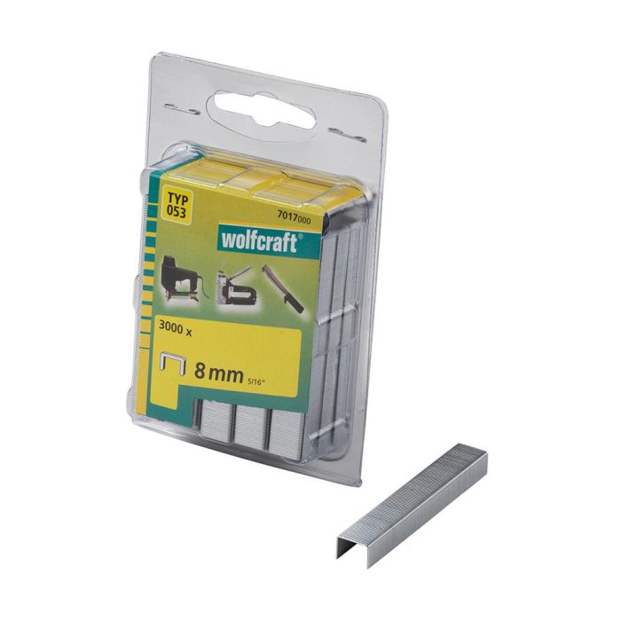 Wolfcraft 053 7017000 Pack 3000 grapas de lomo ancho 8mm acero 0 Wolfcraft 053 7017000 Pack 3000 grapas de lomo ancho 8mm acero 0