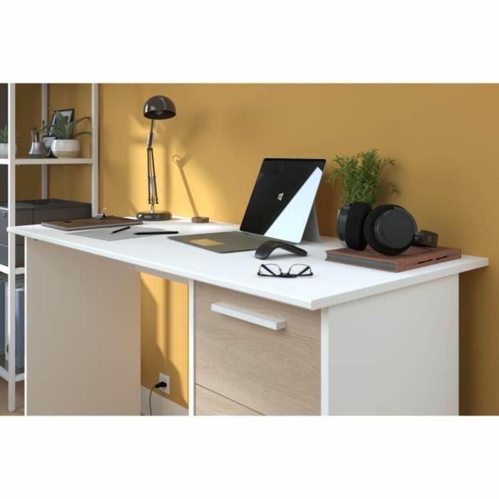 Parisot 6440BURE Escritorio 3 Cajones Roble & Blanco L 121.2 x P 55 x A 74.5 cm Hecho en Francia 1 Parisot 6440BURE Escritorio 3 Cajones Roble & Blanco L 121.2 x P 55 x A 74.5 cm Hecho en Francia 1