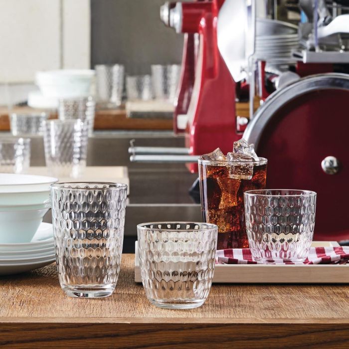 Bormioli Rocco Set 6 Vasos Bajos Vidrio Slot 29 cL Transparente con relieve, apto lavavajillas, fabricado en Italia 1 Bormioli Rocco Set 6 Vasos Bajos Vidrio Slot 29 cL Transparente con relieve, apto lavavajillas, fabricado en Italia 1