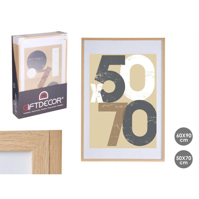 Portafoto de madera natural 50x70 cm con paspartú - Giftdecor (6 Unidades) Portafoto de madera natural 50x70 cm con paspartú - Giftdecor (6 Unidades)