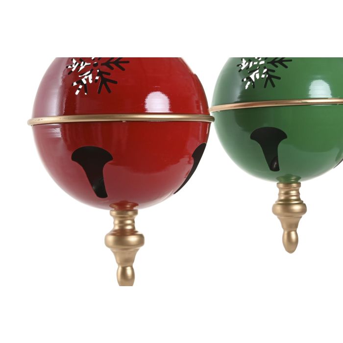 DKD Home Decor Decoración Colgante Navidad Tradicional Rojo Verde Metal 24.5 x 50 x 24.5 cm (2 Unidades) 1