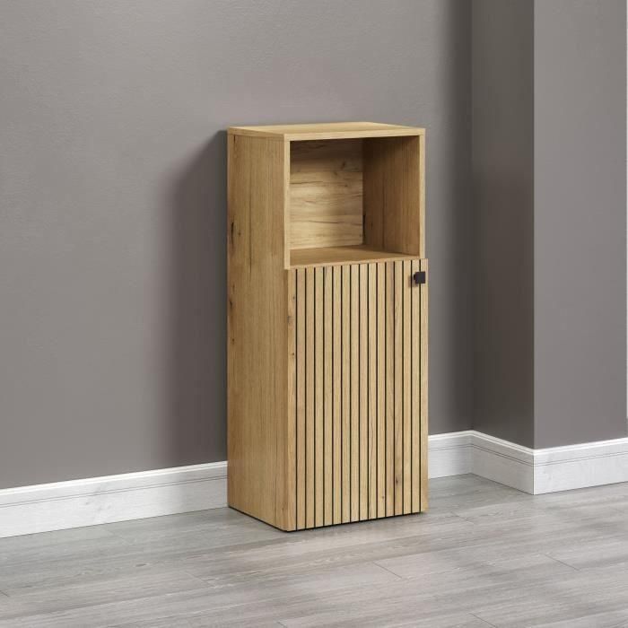Mueble de baño - Decoración roble - L40 x H95 x D31cm - PURE BLISS 5 Mueble de baño - Decoración roble - L40 x H95 x D31cm - PURE BLISS 5